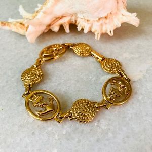Vintage Nautical Bracelet Gold Anchor Rope Ocean Beach 90s Preppy AVON 7”